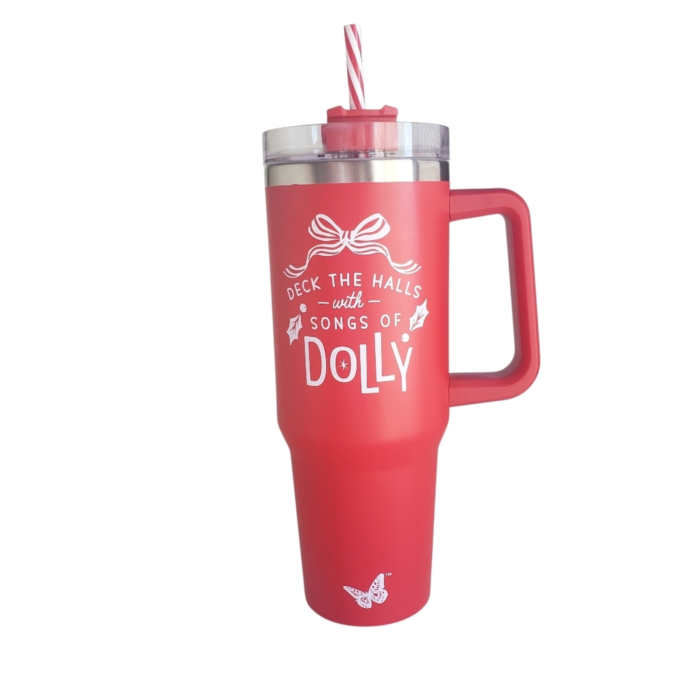 NEW Dolly Parton Christmas 40 Oz Tumbler Red